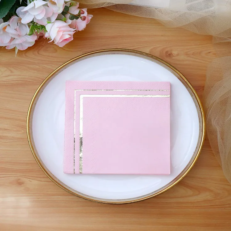 Golden Border Banquet Paper Napkins