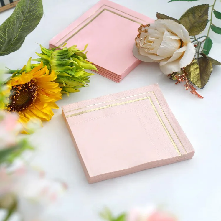 Golden Border Banquet Paper Napkins