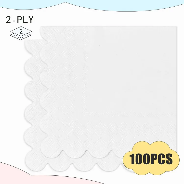 Soft and Skin-Friendly Scallop Edge Paper Napkins